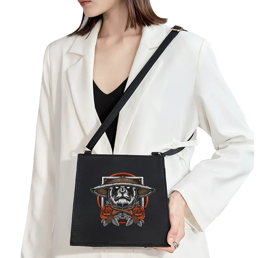 Japanese Samurai Pattern Shoulder Bag for Women