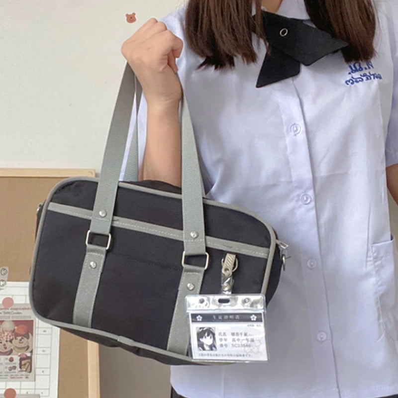 Japanese Student Bags High School Shoulder Bag - Black