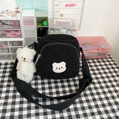 Japanese Style Lamb Hair Bag Plush Small Crossbody Bags Flap Shoulder Bag