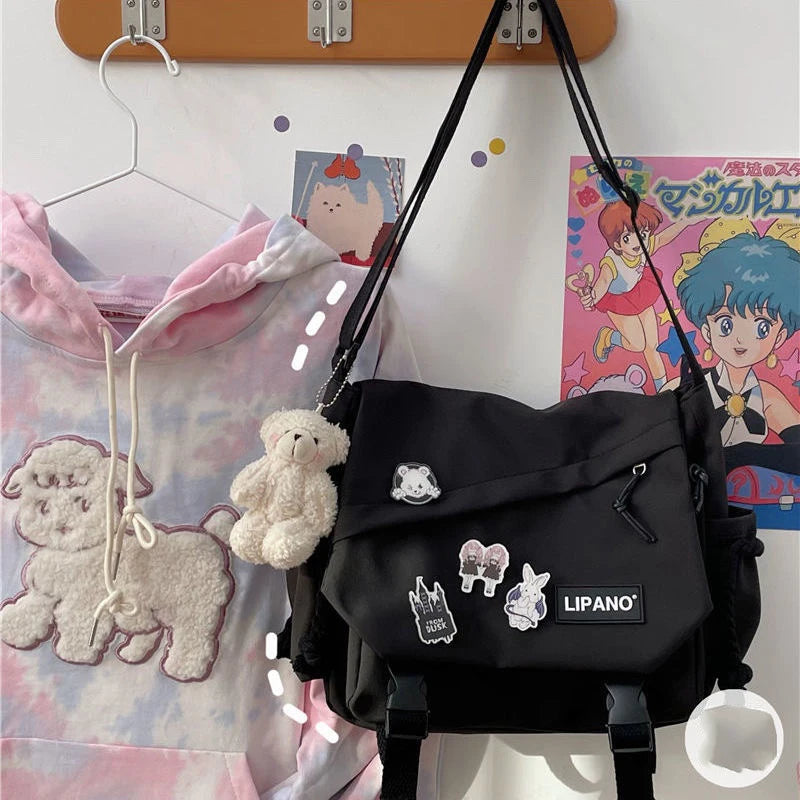 Japanese Style Crossbody Bag Nylon Waterproof Canvas Satchel
