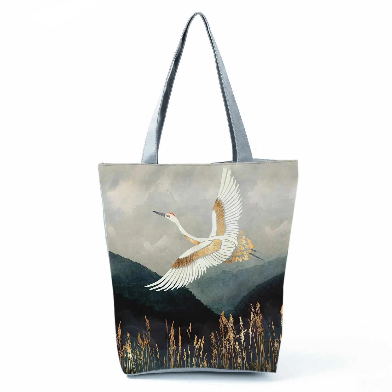Japanese Crane Tote Bag Eco Reusable Shopping Handbag