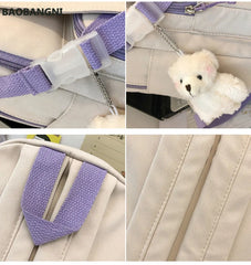 Japanese Women Bag Rabbit Ear Backpack Lady Backpack with Hairball Teenage