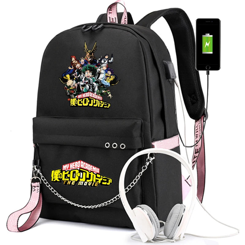 Japanese Women's USB Charging Travel Backpack Waterproof Anti-Theft