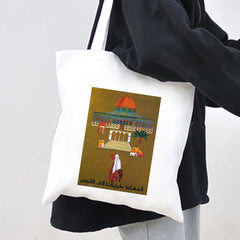 Jerusalem Map Flag Women Canvas Shoulder Bags Harajuku Handbags Totes