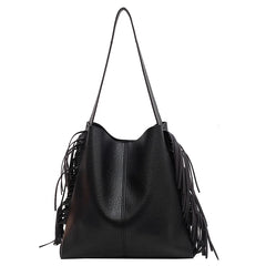 Vintage Tassels Shoulder Side Bag for Women - Small Crossbody Bucket Handbag