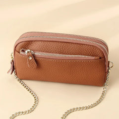 Leather Women Shoulder Bags Versatile Mobile Phone Chain Bag Large Clutch Wallet