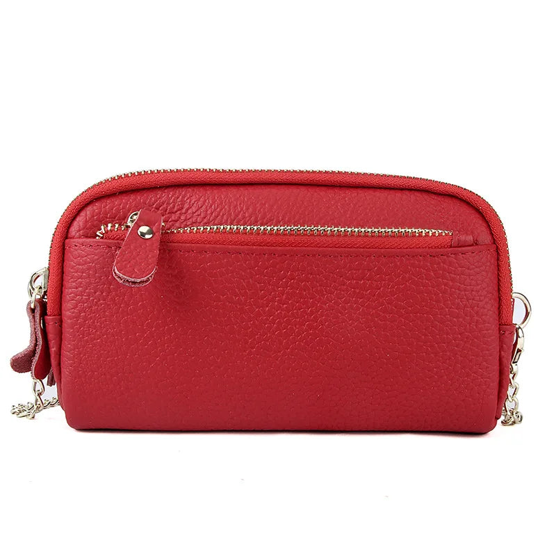 Leather Women Shoulder Bags Versatile Mobile Phone Chain Bag Large Clutch Wallet