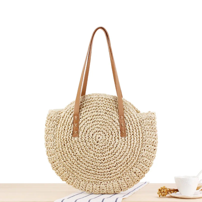 Summer Straw Bag Large Capacity Women Shoulder Beach Bag