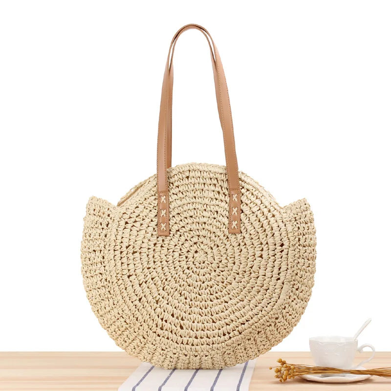Summer Straw Bag Large Capacity Women Shoulder Beach Bag