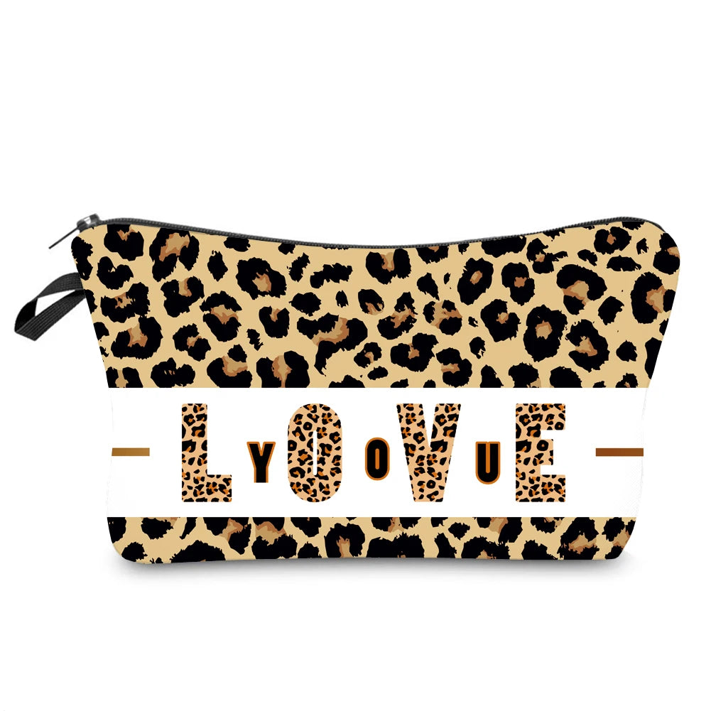 Leopard Makeup Bag Water Resistant Cosmetic Organizer for Women