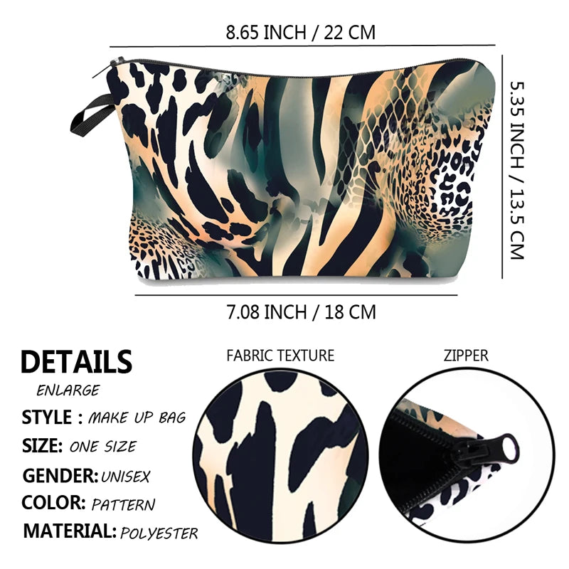 Leopard Makeup Bag Waterproof Organizer Women Beauty Bag