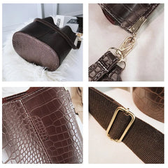 Crocodile Crossbody Bags For Women Shoulder Bag Women Bags PU Leather Bucket Bag