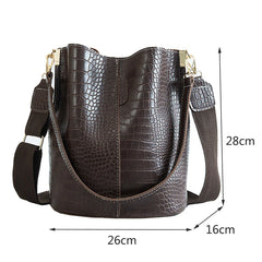 Crocodile Crossbody Bags For Women Shoulder Bag Women Bags PU Leather Bucket Bag