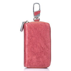 Key Bag Multi-functional Zipper Leather Solid Men Women Household Key Bags