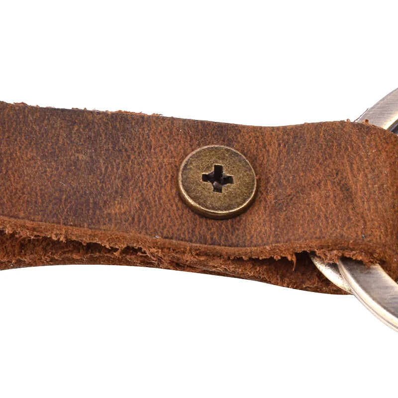 Vintage Leather Key Chain Holder Case Car Keychain Ring Cover
