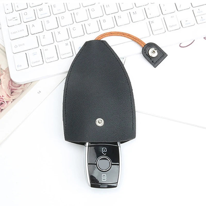 Key Holder Organizer PU Leather Keychain Pouch Protecter Cover Pull Type