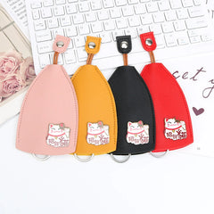 Key Holder Organizer PU Leather Keychain Pouch Protecter Cover Pull Type