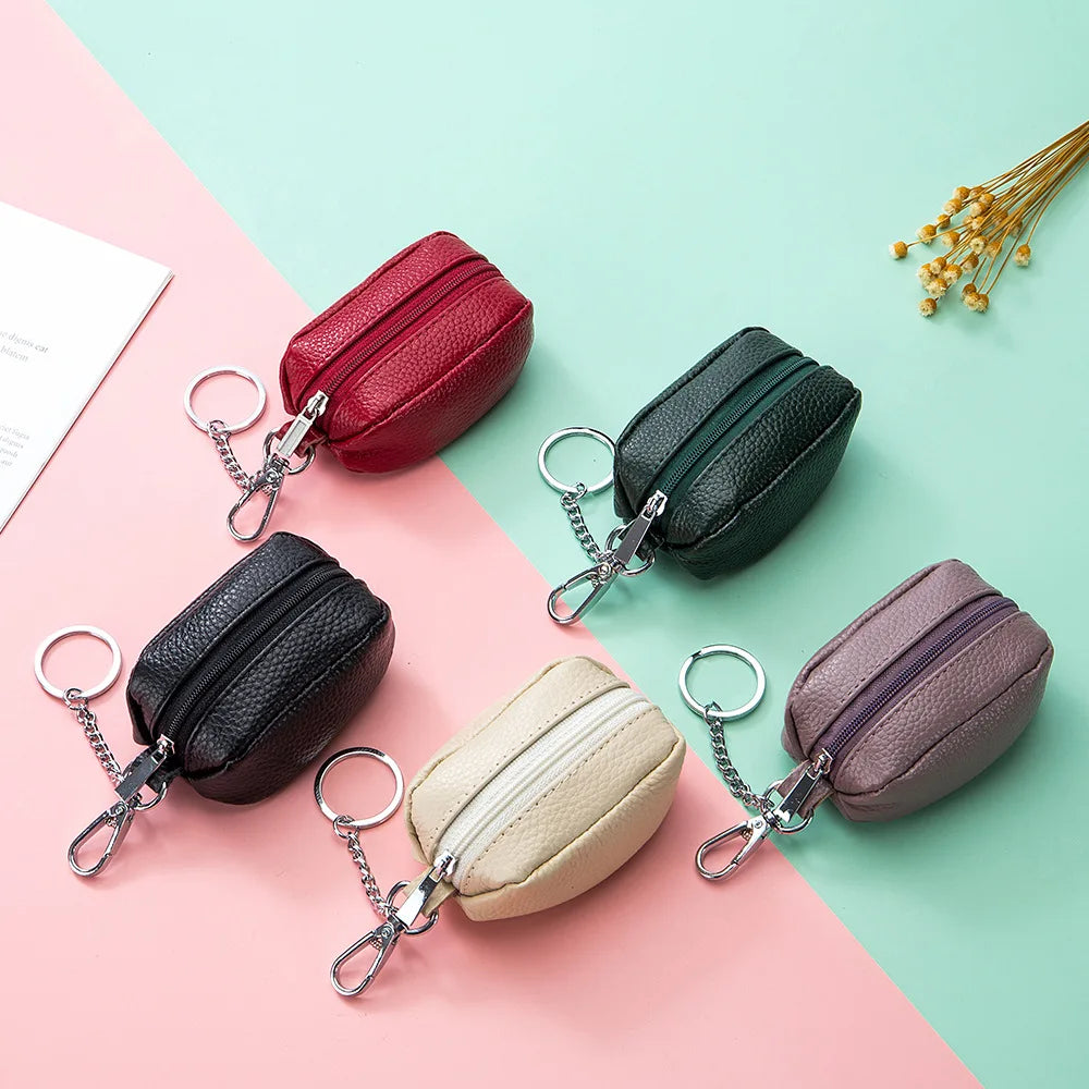Keychain Wallets Zipper Pouch PU Leather Key Pouch Bag