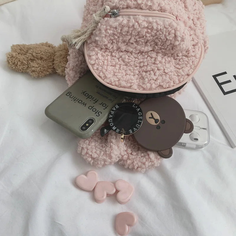 Kid's Easter Plush Rabbit Backpack Mini Bag Children's Bear Pendant Shoulder Bag