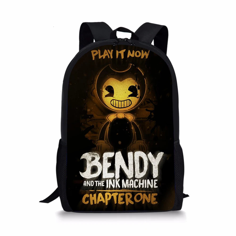Kids Bendy-Ink-Game Print Large Capacity Backpack