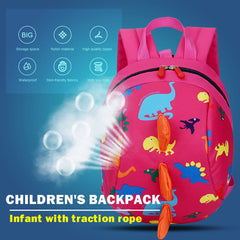 Kids Dinosaur Backpack Kindergarten Student Anti-Lost School Bags Cartoon