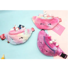 Kids Plush Waist Bag Girls Boys Crossbody Shoulder Pocket Purse