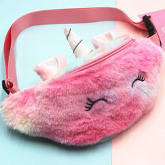 Kids Plush Waist Bag Girls Boys Crossbody Shoulder Pocket Purse