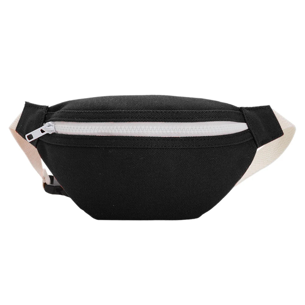 Girls Casual Waist Bag Canvas Chest Bum Belt Pack Zip Lightweight Shoulder Pouch