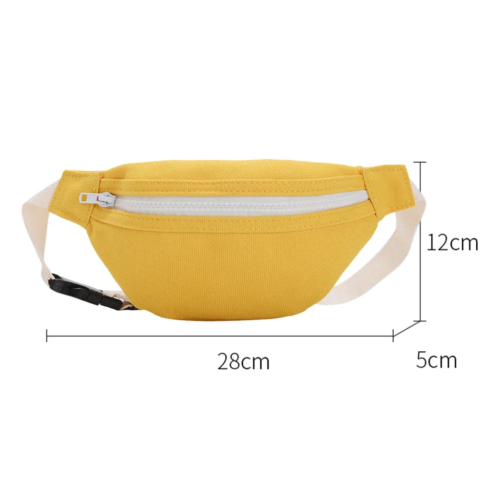 Girls Casual Fanny Waist Bag Canvas Chest Bum Belt Pack Zip