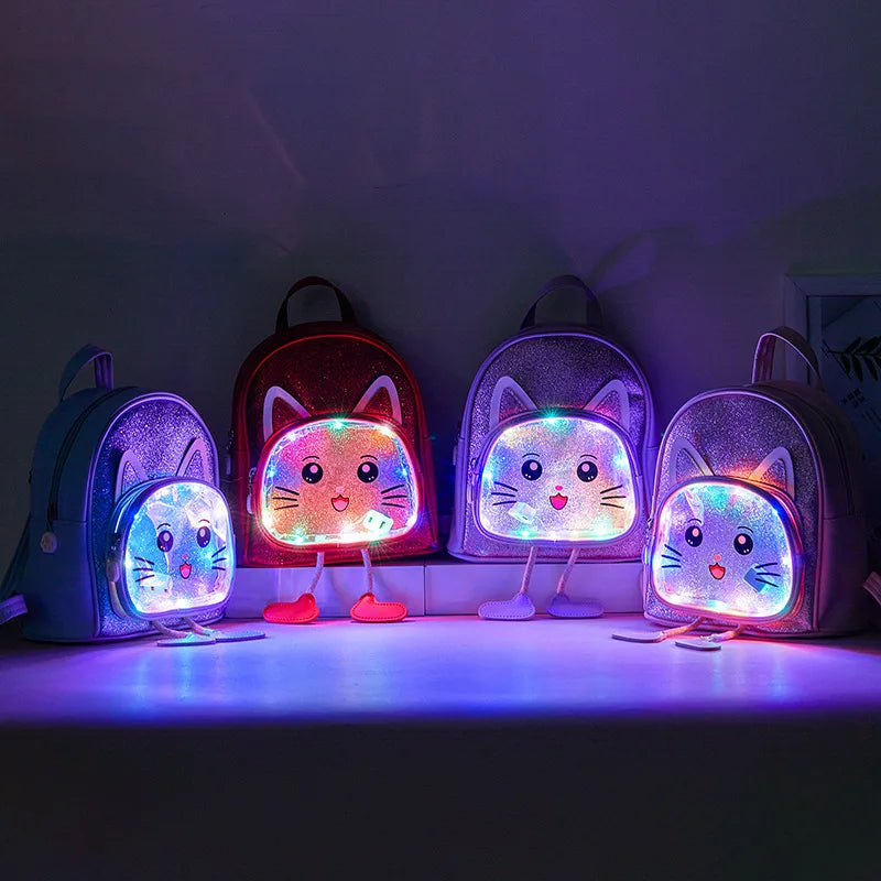 Kids Mini Backpack Purse Cartoon School Bags for Girls LED Lighted Schoolbags