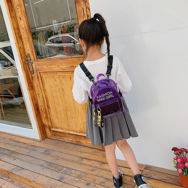 Kids Mini Backpack Purse PVC Transparent Double Shoulder Bags for Girls