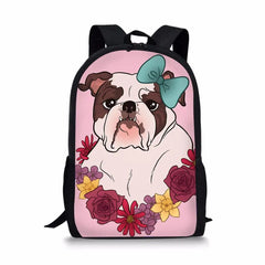 Kids School Bags Bulldogs Prints Pattern Children's Travel Backpack