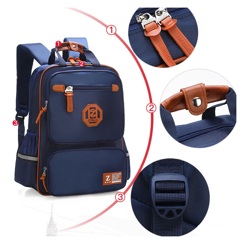 Boys School Backpack Orthopedic Waterproof Nylon Bookbag