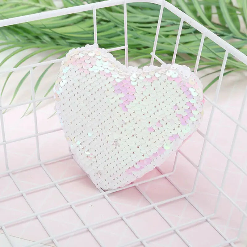 Sequins Heart Shape Shoulder Coin Bag for Girls