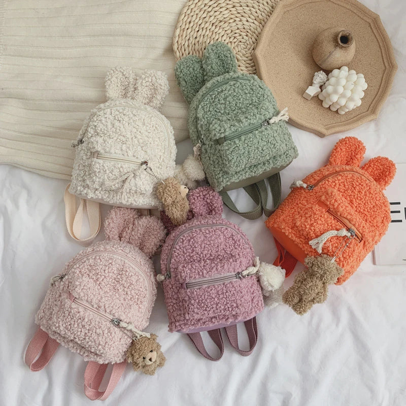 Kids Bunny Ear Plush Backpack for School