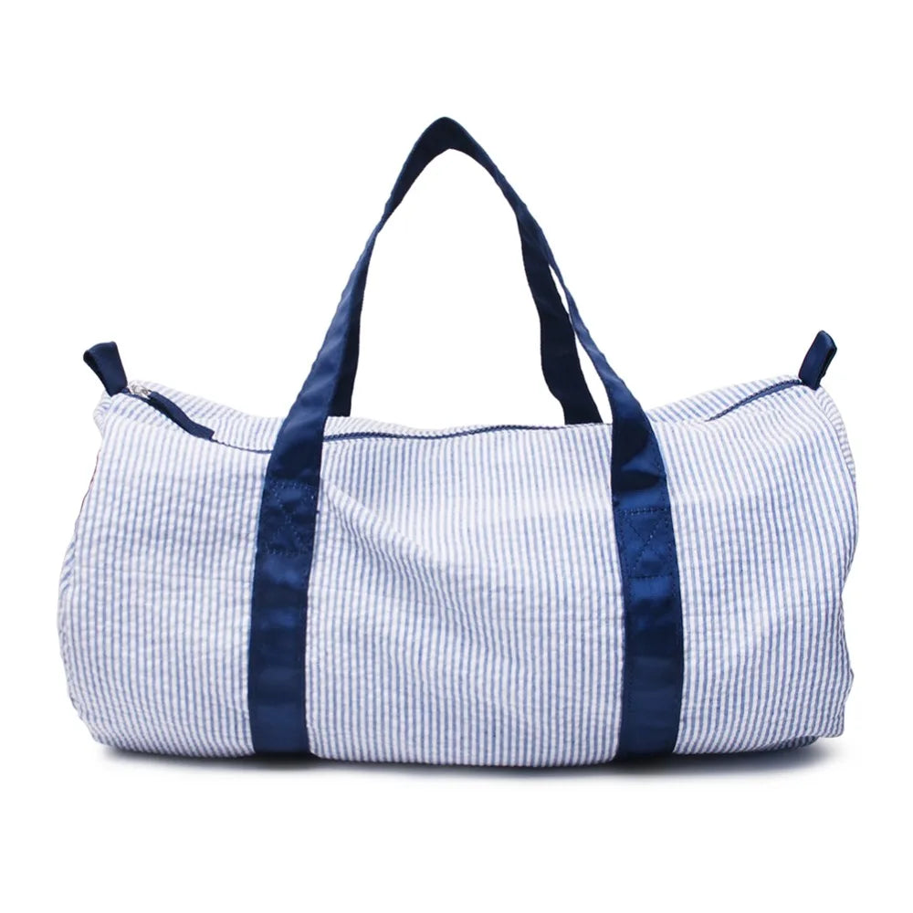 Kids Toddler Seersucker Duffle Navy/purple Striped Personalized Baby Duffle