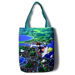 Kiki's Jiji Cat Canvas Shoulder Bag Eco Friendly Shopping School Book Bag