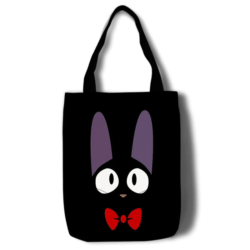 Kiki's Jiji Cat Canvas Shoulder Bag Eco Friendly Shopping School Book Bag
