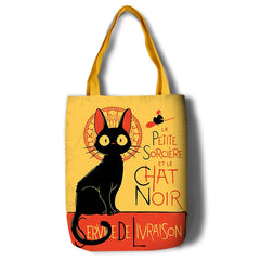 Kiki's Jiji Cat Canvas Shoulder Bag Eco Friendly Shopping School Book Bag