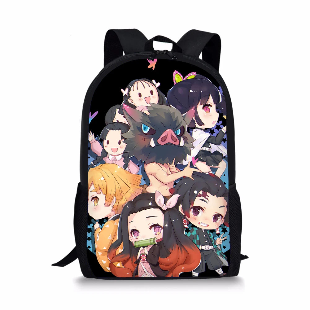 Kimetsu No Yaiba Print Backpack for Kids