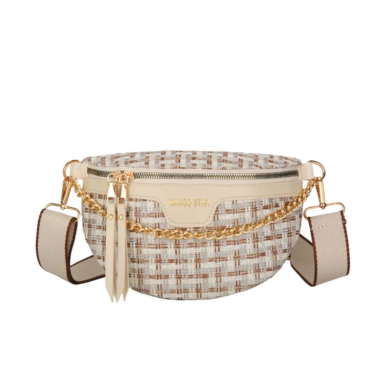 Women's Knitted Waist Packs Weaving Fanny Packs Female Waist Bags