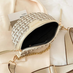 Trendy Knitted Waist Pack for Women - Wide Strap Crossbody Chest Bag