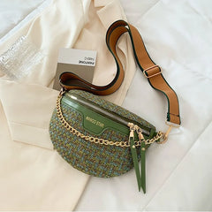 Trendy Knitted Waist Pack for Women - Wide Strap Crossbody Chest Bag