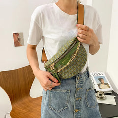 Trendy Knitted Waist Pack for Women - Wide Strap Crossbody Chest Bag
