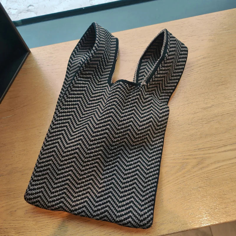 Eco Woolen Plaid Cloth Tote Bag for Women
