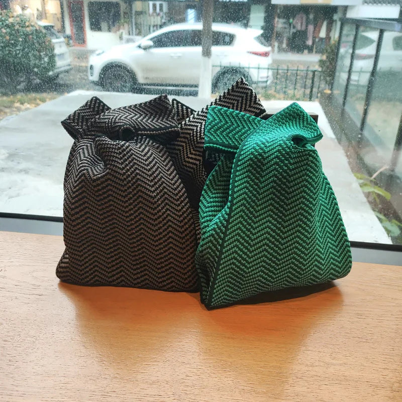Eco Woolen Plaid Cloth Tote Bag for Women