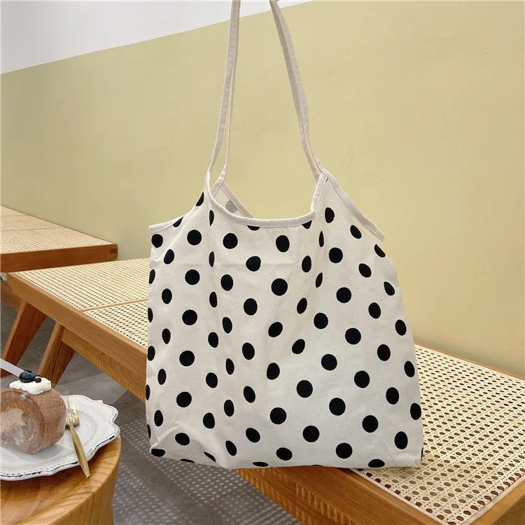Korea Canvas Zipper Tote Bag Women's Shoulder