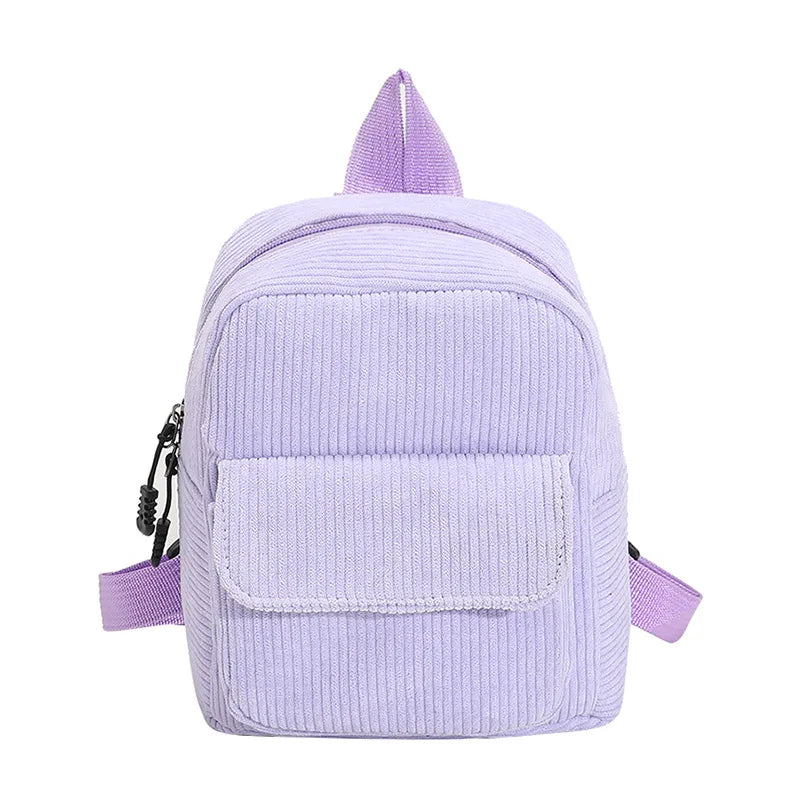 Corduroy Rucksack Women School Bag Small Harajuku Book Backpack