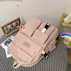 Canvas Large Capacity Backpack For Women Schoolbag For Teenager Girls