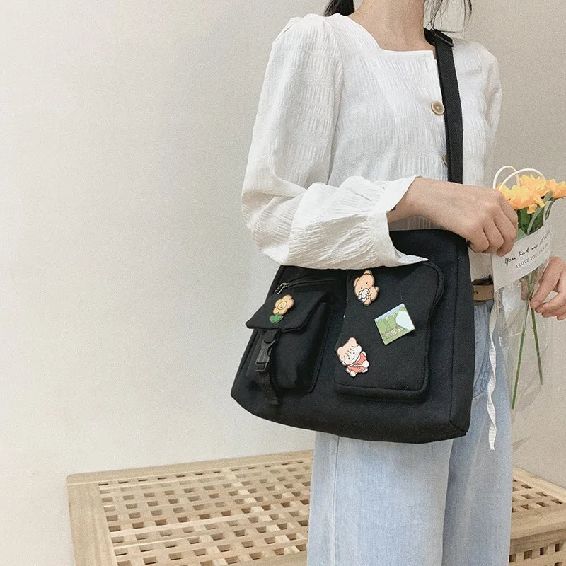 Canvas Shoulder Crossbody Bags for Women Large Satchel Messenger Handbag